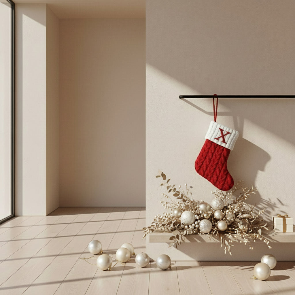 Chaussette de Noël tricotée flocon de neige