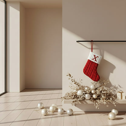 Chaussette de Noël tricotée flocon de neige