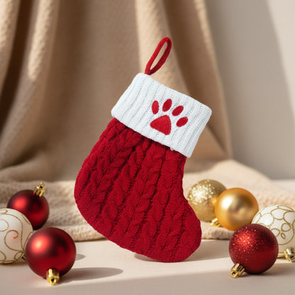 Chaussette de Noël tricotée flocon de neige