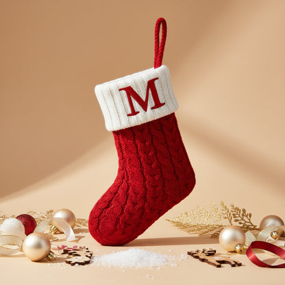 Chaussette de Noël tricotée flocon de neige