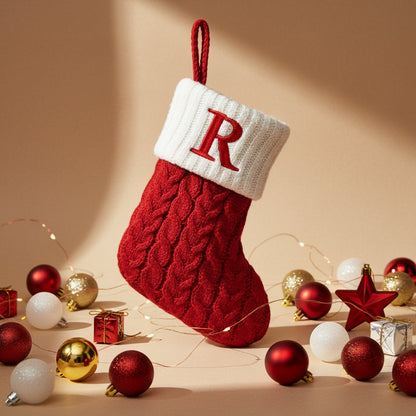 Chaussette de Noël tricotée flocon de neige