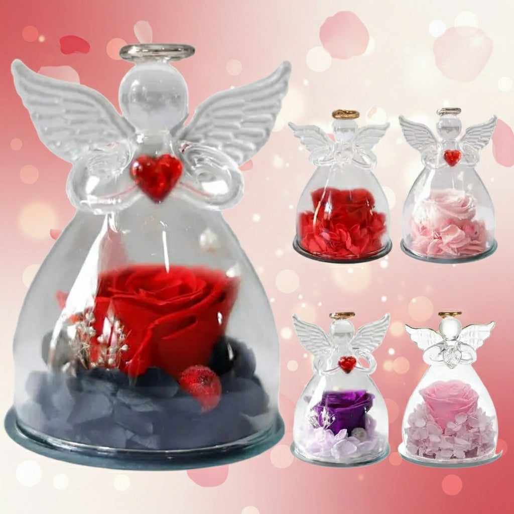 🌹 Rose Éternelle sous Cloche Ange