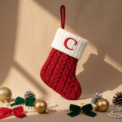 Chaussette de Noël tricotée flocon de neige