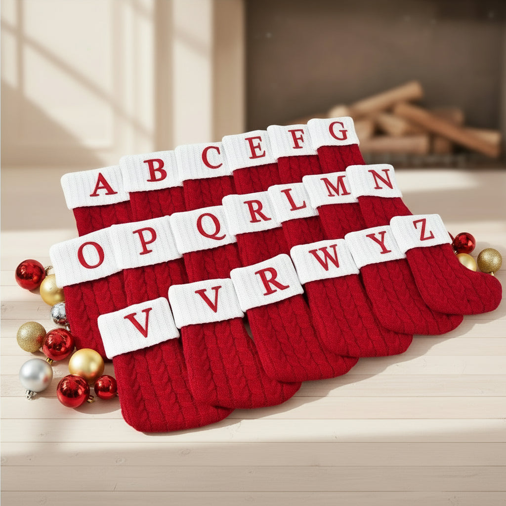 Chaussette de Noël tricotée flocon de neige