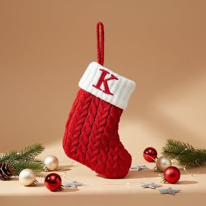 Chaussette de Noël tricotée flocon de neige