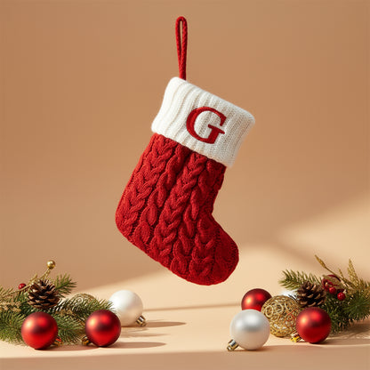 Chaussette de Noël tricotée flocon de neige