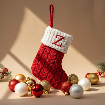 Chaussette de Noël tricotée flocon de neige