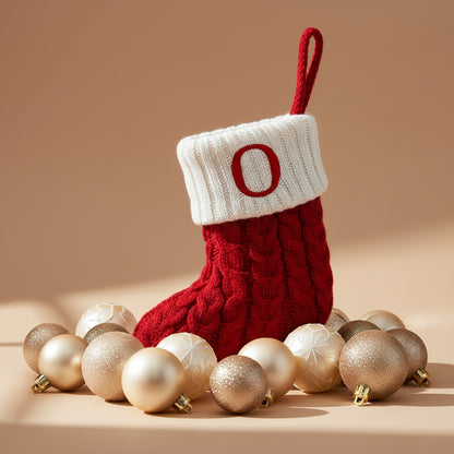 Chaussette de Noël tricotée flocon de neige