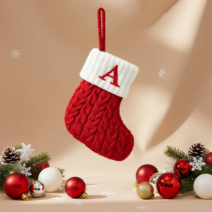 Chaussette de Noël tricotée flocon de neige