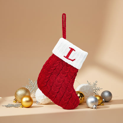 Chaussette de Noël tricotée flocon de neige