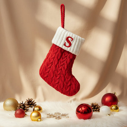 Chaussette de Noël tricotée flocon de neige