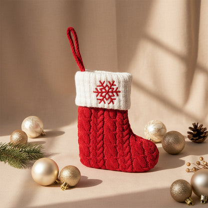 Chaussette de Noël tricotée flocon de neige