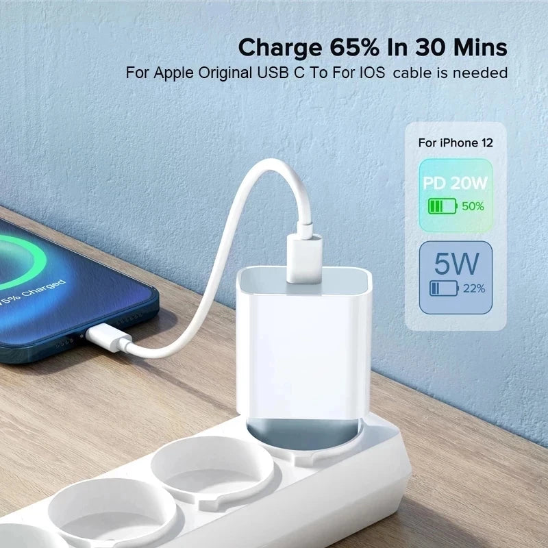 Chargeur USB-C PD 20W – Charge rapide pour iPhone 15/14/13/XS/X Pro Max